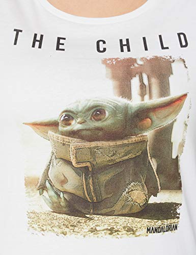 THE MANDALORIAN t-Shirt Camiseta, Blanco, S para Mujer