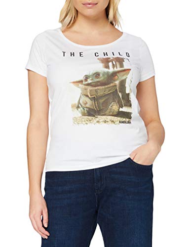 THE MANDALORIAN t-Shirt Camiseta, Blanco, S para Mujer