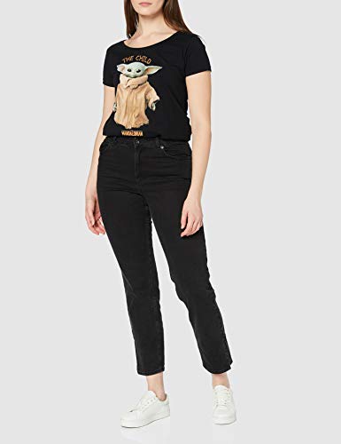 THE MANDALORIAN t-Shirt Camiseta, Negro, L para Mujer