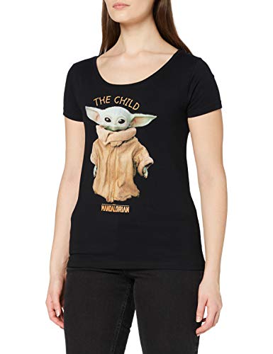 THE MANDALORIAN t-Shirt Camiseta, Negro, L para Mujer