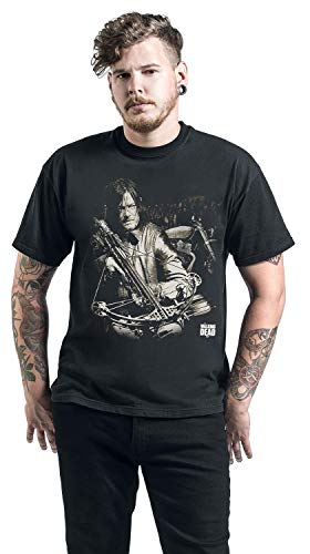 The Walking Dead Crossbow Ready Camiseta, Negro, L para Hombre