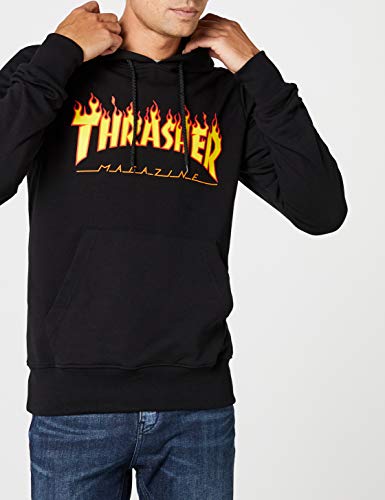 THRASHER Flame Logo Camiseta, Unisex Adulto, Negro (Black), S