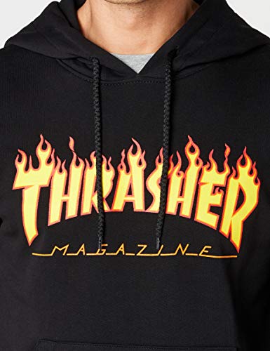 THRASHER Flame Logo Camiseta, Unisex Adulto, Negro (Black), S