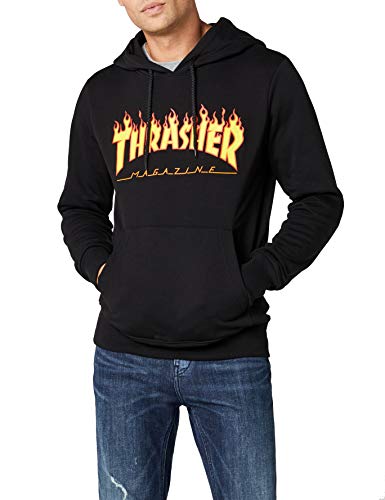 THRASHER Flame Logo Camiseta, Unisex Adulto, Negro (Black), S