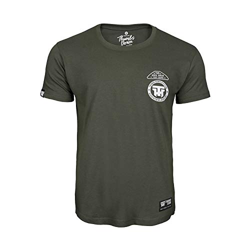 Thumbsdown Pulgares Down Krav Maga Combat Camiseta Israel Militar Sistema MMA. Gimnasio Entrenamiento. Marcial Artes Informal - Verde Militar, Small