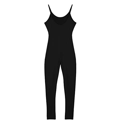 TiaoBug Leotardo para Danza Yoga Mujeres Jumpsuit Monos Elástico de Espaquetis Deportivo Bodysuit Maillots Una Pieza Sueva Negro Medium