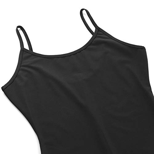 TiaoBug Leotardo para Danza Yoga Mujeres Jumpsuit Monos Elástico de Espaquetis Deportivo Bodysuit Maillots Una Pieza Sueva Negro Medium