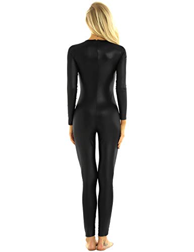 TiaoBug Maillot de Danza Ballet Mujer Mono Deportivo Fitness Yoga Manga Larga Leotardo Gimnasia Rítmica Malla Negro Deporte Traje Leggings Negro Medium