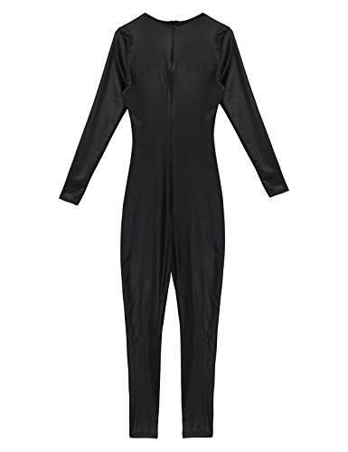 TiaoBug Maillot de Danza Ballet Mujer Mono Deportivo Fitness Yoga Manga Larga Leotardo Gimnasia Rítmica Malla Negro Deporte Traje Leggings Negro Medium