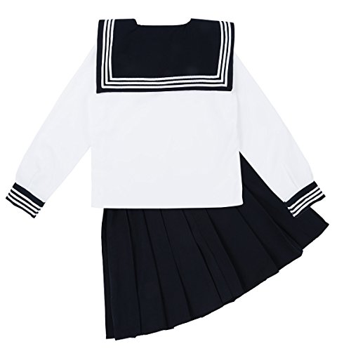 TiaoBug S-XXL 3Pcs Mujer Disfraz de Chica Japonesa Cosplay Traje de Marinero JK Uniformes Escolares Japoneses y Coreanos Estilo Británico para Chicas Blanco S