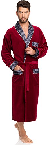Timone Bata de Terciopelo Vestidos de Casa Hombre 773 (Burdeos, XXL)