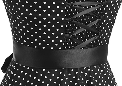 Timormode 10212 Vestido De Vintage 50s Cuello Halter Elegante Mujer Pegueña Negro Blanco S