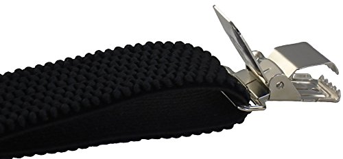 Tirantes Hombre Elásticos Ancho 40 mm con clips extra fuerte totalmente adjustable todos los colores (Negro 2)