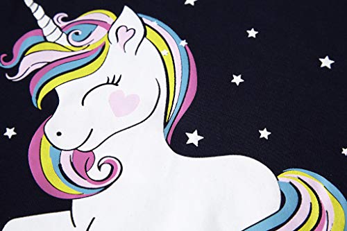 Tkiames - Pijama para niña de jirafa (2 piezas, ajustado, corte estrecho, 100 % algodón, tallas de 1 a 10 años) Navy 1 9-10 Años