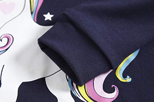Tkiames - Pijama para niña de jirafa (2 piezas, ajustado, corte estrecho, 100 % algodón, tallas de 1 a 10 años) Navy 1 9-10 Años