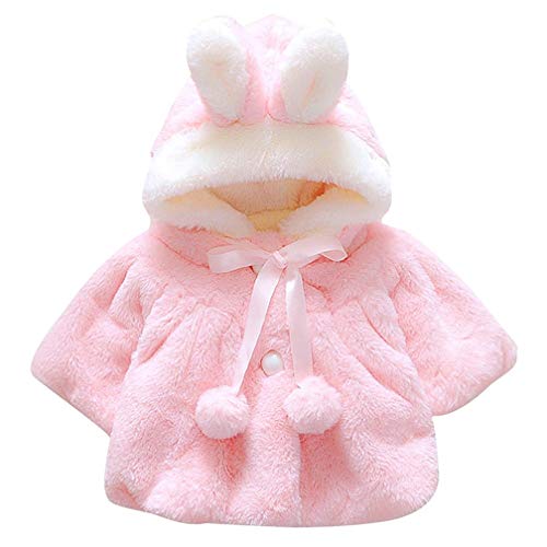 TMEOG Ropa Bebé Niña de otoño Invierno, Encapuchados Abrigo Capa Chaqueta Gruesa Ropa Caliente Recien Nacido Grueso Chaquetas con Capucha 0-36 Mes (24-36 Meses, Rosa)