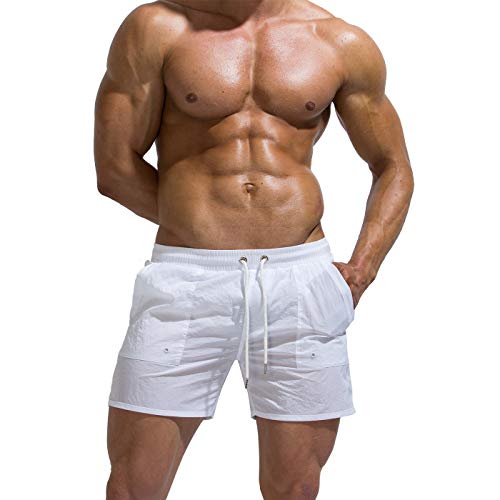 Tofern - Bañador ajustable para hombre con cordón, blanco, extra-small