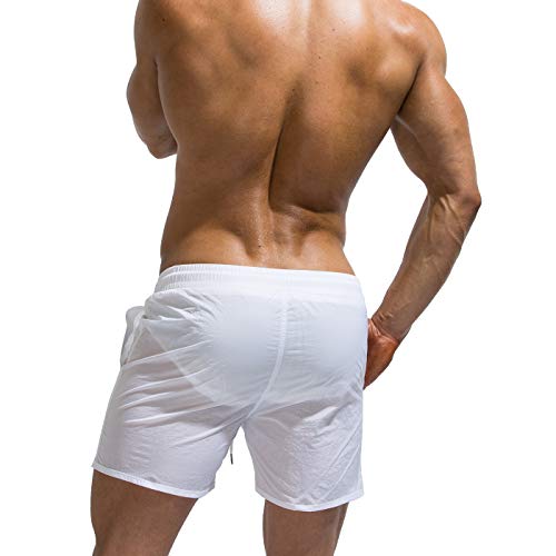 Tofern - Bañador ajustable para hombre con cordón, blanco, extra-small