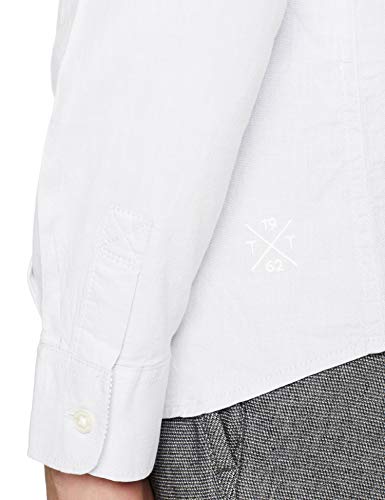 Tom Tailor Casual 1008320 Camisa, Blanco (White 20000), Medium para Hombre