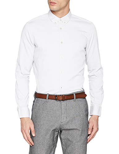 Tom Tailor Casual 1008320 Camisa, Blanco (White 20000), Medium para Hombre