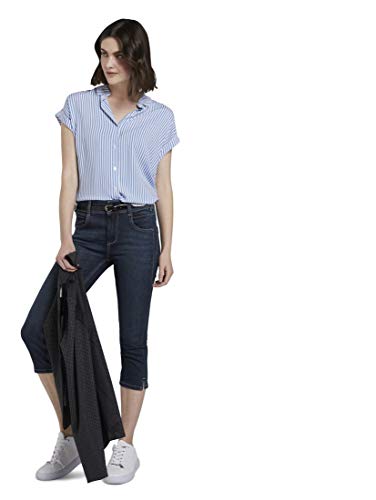 Tom Tailor Kate Capri Pantalones, 10282/Dark Stone Wash Deni, 26 para Mujer