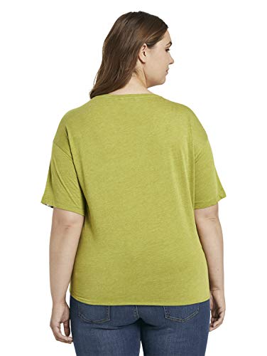 TOM TAILOR MY TRUE ME Knoten Camiseta, 20049 Wood Green Melange - Juego de Mesa [Importado de Alemania], 46 para Mujer