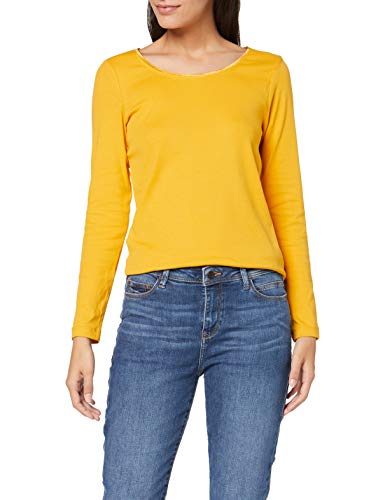 Tom Tailor T-Shirt Basic, Sat, XXL Camisa Manga Larga, Amarillo (Merigold Yellow 11216), XX-Large para Mujer