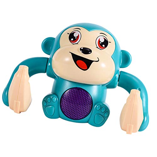 Tomaibaby Juguete de Baile Eléctrico Lindo Mono Animal Muñeca Niños Juguete de Volteo Musical Juguete Interactivo Juguete Educativo para Niños Favores de Fiesta Azul