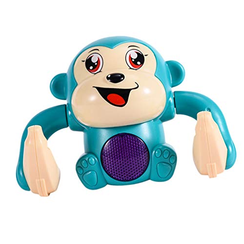 Tomaibaby Juguete de Baile Eléctrico Lindo Mono Animal Muñeca Niños Juguete de Volteo Musical Juguete Interactivo Juguete Educativo para Niños Favores de Fiesta Azul