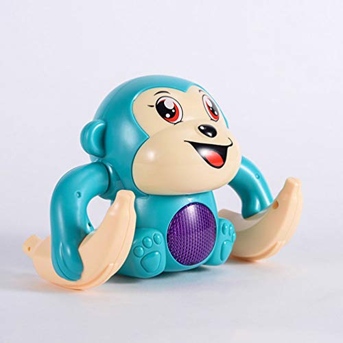 Tomaibaby Juguete de Baile Eléctrico Lindo Mono Animal Muñeca Niños Juguete de Volteo Musical Juguete Interactivo Juguete Educativo para Niños Favores de Fiesta Azul