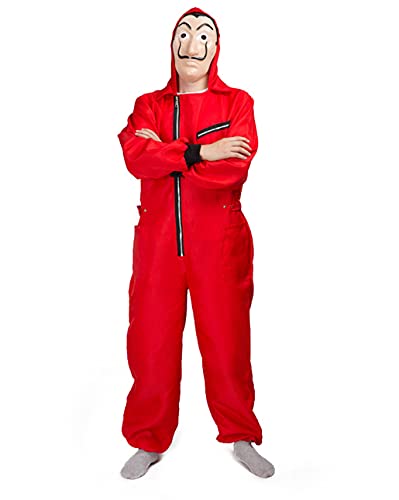 Tomlyws Disfraz unisex de la casa del dinero, mono rojo, temporada 4, con máscara Dali, cosplay, jersey, disfraz, traje rojo, disfraz para carnaval, Halloween, mono L