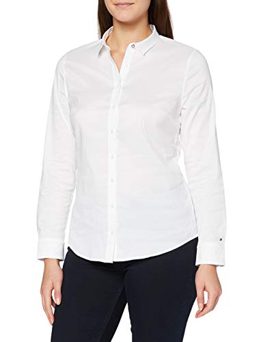 Tommy Hilfiger AMY STR SHIRT LS W1 Camisa, Blanco (Weiß (CLASSIC WHITE 100), Talla de fabricante: 8 para Mujer