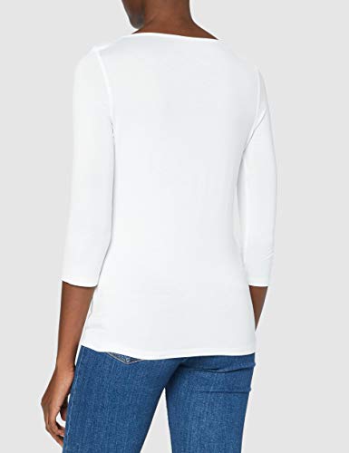 Tommy Hilfiger Boat Neck tee 3/4 Camisa, White, S para Mujer