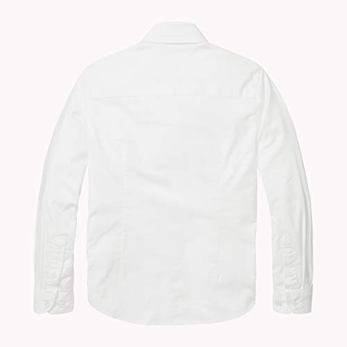 Tommy Hilfiger Boys Stretch Oxford Shirt L/s Blusa, Blanco (Bright White 123), 152 (Talla del Fabricante: 12) para Niños