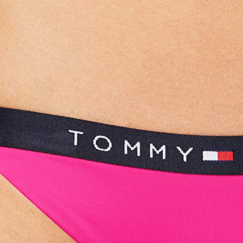 Tommy Hilfiger Cheeky Side Tie Parte de Arriba de Bikini, Rosa (Pink GLO), XS para Mujer
