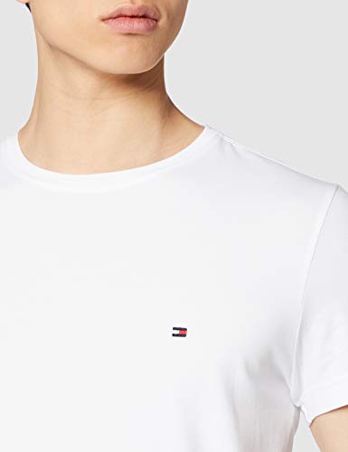 Tommy Hilfiger Core Stretch Slim Cneck tee, Camiseta Hombre, Blanco (Bright White 100), Medium