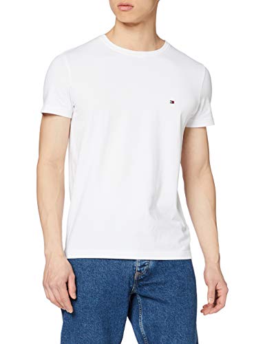 Tommy Hilfiger Core Stretch Slim Cneck tee, Camiseta Hombre, Blanco (Bright White 100), Medium