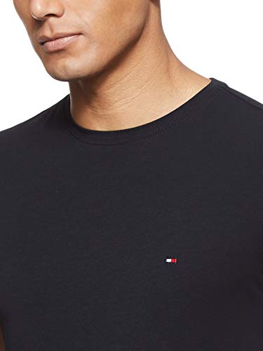 Tommy Hilfiger Core Stretch Slim CNECK tee Camiseta, Negro (Flag Black 083), Medium para Hombre