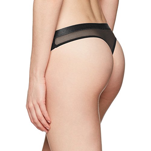 Tommy Hilfiger Corte Regular Tanga de Malla Transparente Alrededor de la Cintura, Negro (Black), 38 (Talla del Fabricante: M) para Mujer