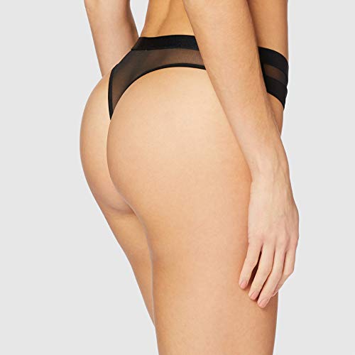 Tommy Hilfiger Corte Regular Tanga de Malla Transparente Alrededor de la Cintura, Negro (Black), 38 (Talla del Fabricante: M) para Mujer