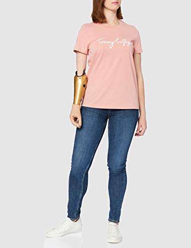 Tommy Hilfiger Crew Neck Graphic tee Camiseta sin Mangas para bebés y niños pequeños, Rosa calmante, M para Mujer