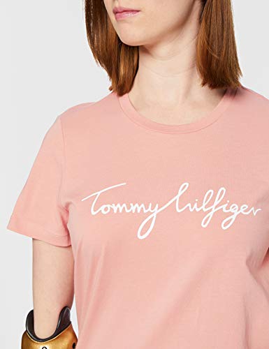 Tommy Hilfiger Crew Neck Graphic tee Camiseta sin Mangas para bebés y niños pequeños, Rosa calmante, M para Mujer