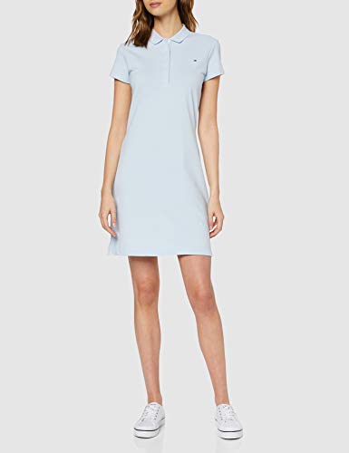 Tommy Hilfiger D Vestido con Cuello Polo y Manga Corta, Azul (Breezy Blue C1o), XS para Mujer