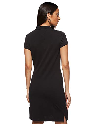 Tommy Hilfiger D Vestido con Cuello Polo y Manga Corta, Negro (Black), L para Mujer