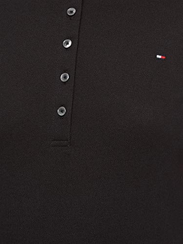 Tommy Hilfiger D Vestido con Cuello Polo y Manga Corta, Negro (Black), L para Mujer