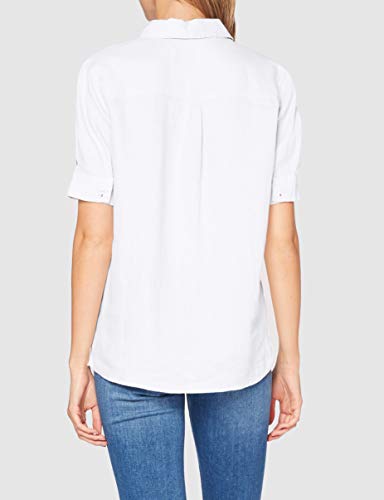 Tommy Hilfiger Essential C Camisa con Mangas con Dos Botones, Blanco (White), 34 EU para Mujer
