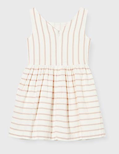 Tommy Hilfiger Fluro Fine Stripe Dress Slvls Vestido, Blanco (White/Melon 0fa), 14 años (Talla del Fabricante: 14) para Niñas