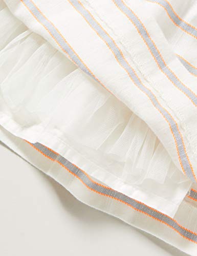 Tommy Hilfiger Fluro Fine Stripe Dress Slvls Vestido, Blanco (White/Melon 0fa), 14 años (Talla del Fabricante: 14) para Niñas