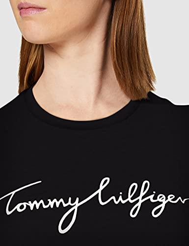 Tommy Hilfiger Heritage Crew Neck Graphic tee Camiseta, Schwarz (Masters Black 017), X-Large para Mujer
