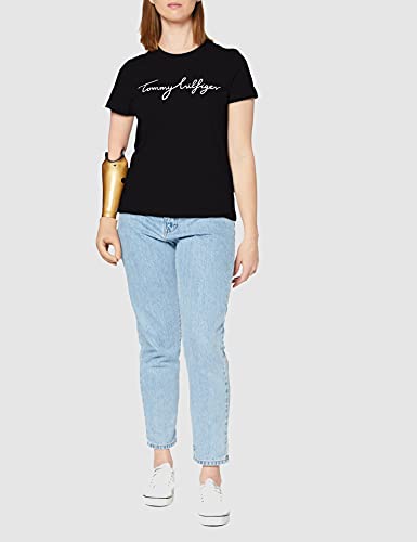 Tommy Hilfiger Heritage Crew Neck Graphic tee Camiseta, Schwarz (Masters Black 017), XXX-Large para Mujer